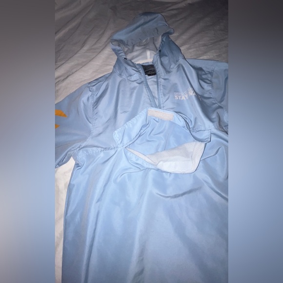 Light Blue Windbreaker Jacket Mens Large Stay Wavy Logo Brooklyn Cloth Co - Picture 6 of 7